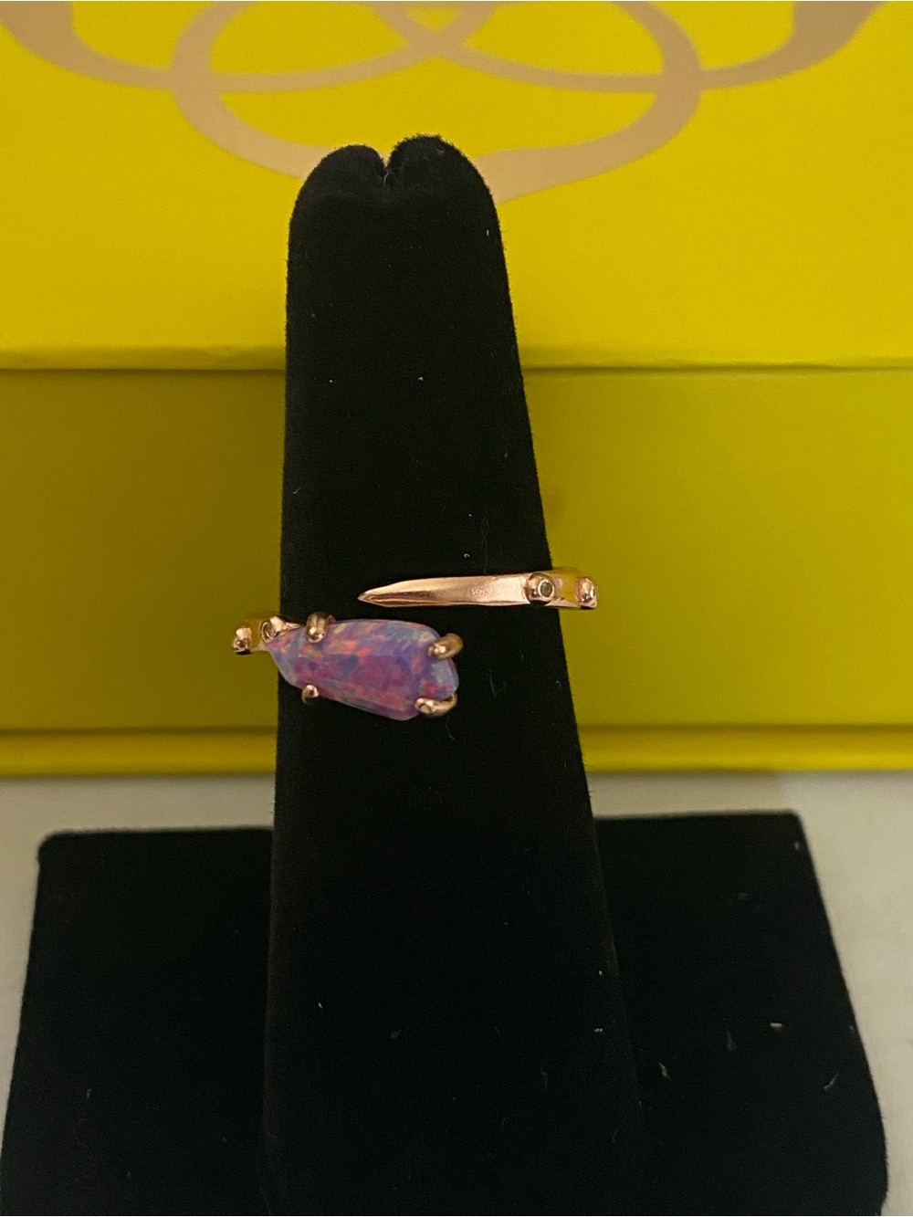 Kendra Scott Rose Gold Tone Open Ring Lavender/Pink Opal Iridescent Stone Sz 7